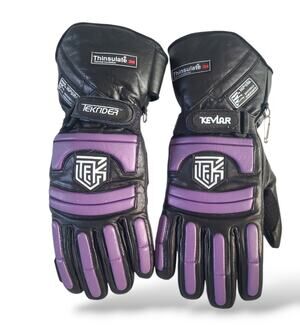 TEK Gear Tekrider Mens SZ M Kevlar Thinsulate Winter Gloves Black Purple